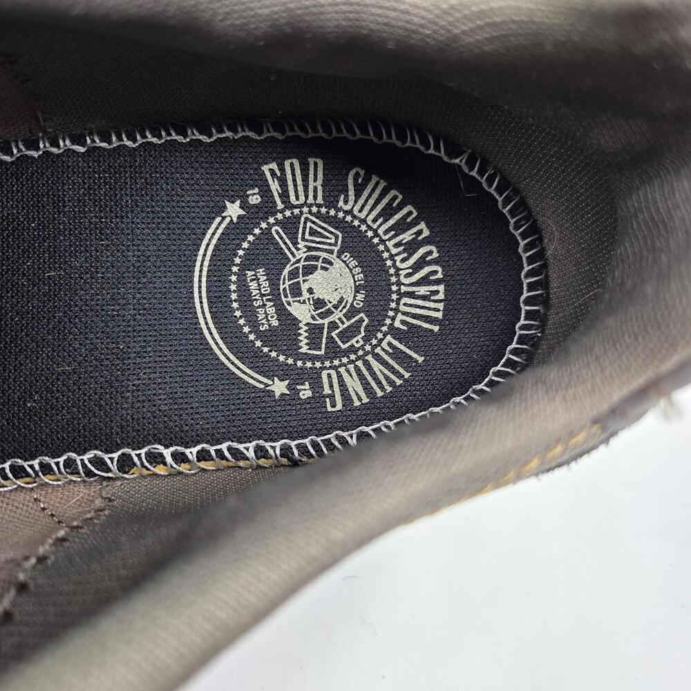 Diesel Aramis Sneakers US 9.5 Mens Black Olive Leather Y2K Vintage Casual Shoes - Picture 7 of 11